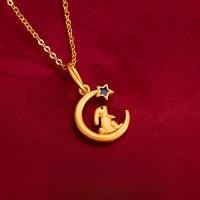 ราคา จี้สุภาพสตรี ราศีกระต่าย พลวงทองคำแท้ฝังแซฟไฟร์รูปพระจันทร์และดาว เป็นเครื่องประดับของขวัญที่สวยงาม (42325639711)