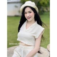 ราคา ชุดเซท เสื้อคอวี กางเกงขายาว ผ้าเปลือกไม้ (21092063742)