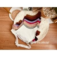 ราคา Java wa shop เสื้อเบี่ยงไหล่ ครอปปาดไหล่ ข้างเดียว ดีเทลด้วยการแต่งผูกโบว์ที่เอว ผ้าร่องญี่ปุ่น (23831648291)