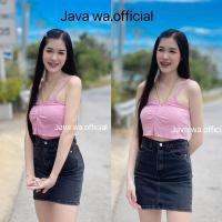 ราคา Java wa shop เสื้อสายเดี่ยวแต่งระบาย ติดกระดุมหน้า แกะได้ ผ้าร่องญี่ปุ่น (22253578682)