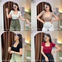 ราคา Java wa shop A33 บอดี้สูท คอเหลี่ยมแขนสั้น เป้าแกะได้ กระดุมแป๊ก แขนสั้นแช่บๆ Bodysuit (20150738441)
