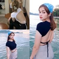 ราคา Java wa shop A25 เสื้อเว้าหลัง แซ่บมาก รูดข้าง มัดเอว ด้านหลัง ใส่เที่ยวคือเกิดมากจ้า เสื้อสายฝอ (15934405310)