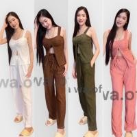 ราคา Java wa shop ผ้ายืด เปลือกไม้อัดพลีท ผ้าน้ำเข้าเนื้อดี SET2ชิ้น เสื้ออกเสริมฟองน้ำ กางเกงขายาว ทรงสวยดูดีมาก (12198946383)