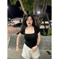 ราคา เสื้อคอเหลี่ยม ครอปคอเหลี่ยม ผ้า2ชั้น ผ้าเรย่อน สาวอกใหญ่ใส่ได้ เรียบหรูดูแพง (25807112478)