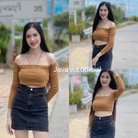 ราคา Java wa shop ครอปปาดไหล่ เสื้อครอป ผ้าร่อง เสื้อโชว์เนิน รุ่น ปาดไหล่ (22879057127)