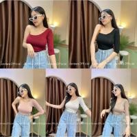 ราคา Java wa shop A41 เสื้อเรย่อนเบี่ยงไหล่ข้างเดียว ปาดไหล่ ไหล่เดียว เดียวแขนยาว (19448224436)