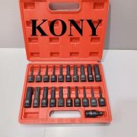 ราคา KONY ลูกบล็อก บล็อกเดือยโผล่ หัวท็อกซ์ Tork หรือหัวดาว 6 แฉก 21 ตัว ชุด เหล็กเกรด CR MO (41201588394)