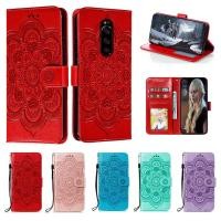 ราคา Emboss ดอกไม้หนังสําหรับ Sony Xperia 1 XZ4 SOV40 802SO SO 03L J9110 6 5 Datura กระเป๋าสตางค์ Flip Book กรณี Funda (25244438824)