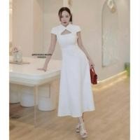 ราคา เดรสมือ2 ใส่ครั้งเดียว เดรสสีขาวคอจีน (52200320220)