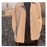 ราคา 1N9S Issey Miyake Japanese Fabric Peplum TopJC109Spring and Autumn High Street Loose Single Breasted Casual Coat Shirt Men s Fashion (25283069871)