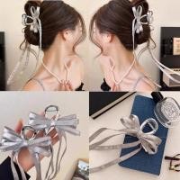 ราคา กิ๊บติดผมหางม้า ริบบิ้นโบว์เงิน ดูพรีเมี่ยม (42862719310)
