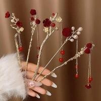 ราคา ใหม่ กิ๊บติดผม ประดับมุก รูปดอกกุหลาบ สีแดง สไตล์จีนโบราณ สําหรับตรุษจีน (24453312966)