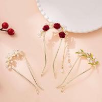 ราคา ใหม่ กิ๊บติดผม ประดับมุก รูปดอกกุหลาบ สีแดง สไตล์จีนโบราณ สําหรับตรุษจีน (17796904237)