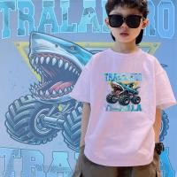 ราคา เด็ก สไตล์ใหม่ Tralalero Tralala เสื้อยืดลายฉลามเด็ก เสื้อยืดคอตตอน 8 สี Children s T shirt 100 150 (41704120594)