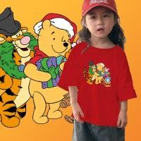 ราคา คริสต์มาส เสื้อยืด Pooh Christmas Gift เสื้อยืด 26 Kids T shirt ขนาด 100 150 สวัสดีปีใหม่ (29419657227)