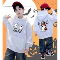 ราคา เด็กฮาโลวีน Hoodie เด็ก เสื้อฮู้ด Boo Halloween ผ้าฝ้ายแท้ระบายอากาศได้ดี Happy Halloween 06 120 150cm (26642703286)