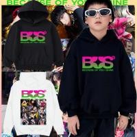 ราคา KIDS 2025 BUS hoodies ใหม่ดาว Hoodie เด็ก BUS because of you i shine ขาวดำ 2 สี 120 150cm Boy girl Hoodie สไตล์ใหม่ (27629425222)