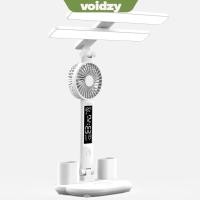 ราคา VOIDZY โคมไฟตั้งโต๊ะ LED โคมไฟอ่านหนังสือแบบชาร์จไฟได้ป้องกันดวงตา พร้อมพัดลมนาฬิกา Touch Dimmable โคมไฟตั้งโต๊ะสองหัว (48251138068)