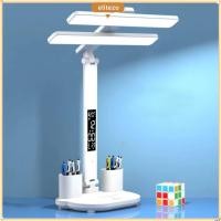 ราคา ผู้ลากมากดีzo โคมไฟอ่านหนังสือ โคมไฟตั้งโต๊ะ นํา ป้องกันดวงตาแบบชาร์จไฟได้ พร้อมพัดลมนาฬิกาสัมผัสหรี่แสงได้โคมไฟตั้งโต๊ะสองหัว (41175692387)