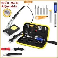 ราคา ELITEZO 15PCS หัวแร้งไฟฟ้าชุดเครื่องมือเชื่อม 60W Europlug หัวแร้งชุด แบบพกพาปรับอุณหภูมิไฟฟ้า 200 450 กล่องเครื่องมือปากกาบัดกรี (49250719676)
