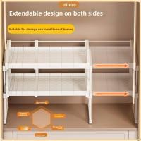 ราคา ผู้ลากมากดีzo ชั้นวางของเก็บตู้เสื้อผ้า โครงยืดปรับได้ชั้นวางยืดได้ ไม่เจาะรูออกแบบวางซ้อนกันได้อเนกประสงค์อ่างล้างจานชั้นวางด้านล่างตู้เสื้ (43924080189)