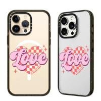 ราคา Loving Heart ตัวอักษรภาษาอังกฤษไร้สายชาร์จแม่เหล็กสําหรับ IPhone 11 12 13 15 16 Pro Max กรณี 14 15 Plus ฝาครอบอะคริลิคใส Hard กันกระแทกกล่องกันชน (43664877169)