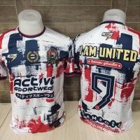 ราคา คอลเล็คชั่น ใหม่ล่าสุด เสื้อกีฬาชาย เสื้อบอล ผ้าเม็ดข้าวสารเกรดพรีเมี่ยม I AM UNITED V 14 ขาว น้ำเงิน (19857197995)