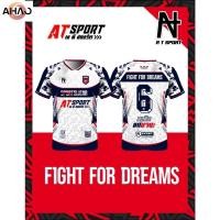 ราคา เสื้อพิมพ์ลาย A T SPORT รุ่น A T FIGHT FOR DREAMS มีเบอร์ สีขาว ผ้าไมโครหน้าเรียบ เสื้อกีฬาราคาถูก แห้งเร็ว ระบายอาก (26512484268)