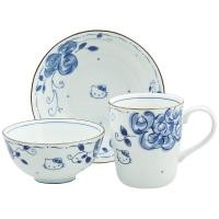 ราคา Sanrio Hello Kitty Blue Rose Collection Gift Boxed Ceramic Tableware Set (52550833599)