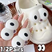 ราคา 1 2pairs Creative น่ารักสีขาว Big Eyed Hole รองเท้าหัวเข็มขัด คุณภาพสูงทนทานที่ถอดออกได้รองเท้าแตะเด็กผู้หญิง Crocs ตกแต่ง (27057875030)