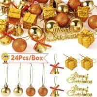 ราคา โซนคริสต์มาส 24 ชิ้นกระดิ่งขนาดเล็กลูกบอลคริสต์มาสแขวนเครื่องประดับตกแต่งต้นคริสต์มาส DIY มินิของขวัญกล่องจี้ปาร์ตี้วันหยุดแต่งตัว Props (44320702763)