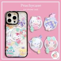 ราคา ขายร้อนน่ารัก Melody Hello Kitty Kuromi Mermaid Bracket เคสโทรศัพท์แม่เหล็กสําหรับ iPhone 17 16E 15 14 Plus 13 12 Pro Max 11 Shock ทนอะคริลิคฮาร์ดปกหลัง (43663552660)