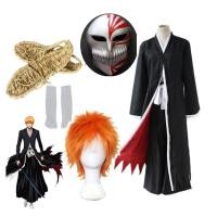 ราคา ชุดคอสเพลย์อนิเมะ Ichigo Kurosaki Hollow Mask Ichigo Wig Black Cloak With Straw รองเท้าแตะ ถุงเท้า และกางเกง (19343241753)
