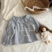 ราคา เสื้อเด็กหญิงทารกสไตล์เกาหลีสำหรับฤดูใบไม้ร่วง ลายสก๊อต ปกพัฟแขนเสื้อ (57700142439)