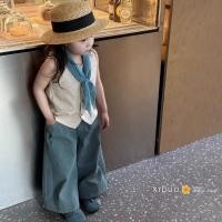 ราคา เด็กฤดูร้อนสูทสาวแฟชั่นคอวีเสื้อกั๊กเสื้อกั๊ก กางเกงเด็กทารกสบายๆชุดสองชิ้นเสื้อผ้าเด็กเกาหลี (43556591254)