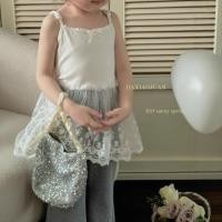 ราคา ใหม่สาวลูกไม้สีขาวสลิงเด็กหวานน่ารักเจ้าหญิงเย็บด้านบนเด็กเสื้อกั๊กแขนกุด (28128174022)