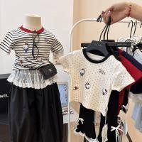 ราคา เวอร์ชั่นเกาหลีเสื้อผ้าเด็กฤดูร้อนสาวปักเสื้อยืดเด็กลายการ์ตูนหวานแขนสั้นเด็กสั้นด้านบน (25894319685)