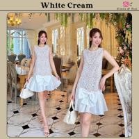 ราคา White Cream Dress เดรสสั้นทรงปล่อยผ้าลูกไม้ แขนกุด ชายกระโปรงแต่งดีเทลโบว์ใหญ่ ซิปหลัง เนื้อผ้าลูกไม้เนื้อนิ่ม ผ้าไม่บาง (27438763249)