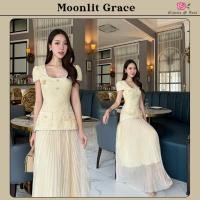 ราคา Moonlit Grace Dress ่เดรสยาว เนื้อผ้าอย่างดี ตัวเสื้อผ้าทวิตแต่งเข็มกลัดสวย ช่วงกระโปรงผ้าตาข่ายอัดพลีท ทิ้งตัวสวย (42402189109)