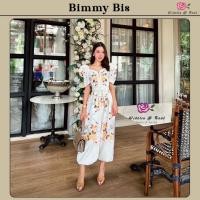 ราคา Bimmy Bis Jumpsuit จั๊มกางเกงขายาว แขนสั้น กระทุ้งไหล่ คอเหลี่ยม ติดกระดุมหน้า มีสายเข็มขัด ปลายกางเกงสม็อค (40500188400)