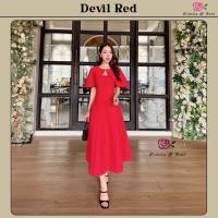 ราคา Devil Red Dress เดรสสายเดี่ยวตัวยาวกับเสื้อคลุม เนื้อผ้าทวิตสีแดง อกมีฟองน้ำ มีกระเป๋า ซิปหลัง งานเนื้อผ้าอย่างดี (28286616526)
