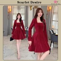ราคา Scarlet desire Dress เดรสสั้นผ้าลูกฟูกขนสั้น เนื้อนิ่ม เสื้อแขนยาว คอเหลี่ยมมีปกข้าว แต่งดีเทลกระดุมหน้า มีซับใน ใส่ซอปห (26287792439)