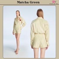 ราคา Matcha Green Set จั้มสูทขาสั้น แขนยาว ปกคอเชิ้ต อกเย็บดอกไม้ป๊อปอัพ กระดุมหน้า ตัวจั้มช่วงไหล่และแขนเย็บแต่งลูกไม้ (42052530916)