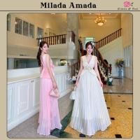 ราคา มีให้เลือก 2 สี Milada Amada Dress เดรสยาวผ้าชีฟองอัดพลีททั้งตัว แด่งเข็มกลัดดอกไม้ มีเชือกผูกหลัง มีซับใน ผ้าเบาสบาย (41611718602)