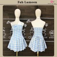 ราคา Fah Lamoon Dress เดรสสั้นสายสก็อตสีฟ้า สายคล้องคอ จับจีบตรงอก กระโปรงอัดพลีท ผ้าเนื้อนิ่ม ใส่สบาย ผ้าไม่คัน (54350831264)
