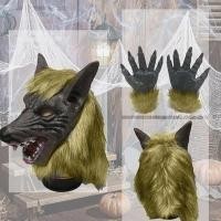 ราคา Halloween Horror Plush Wolf Gloves Mask Halloween Wolf Cosplay Costume Props (41123613678)