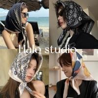 ราคา Halo Studio มีสินค้า ผ้าพันคอสี่เหลี่ยมผ้าชีฟองซาตินสไตล์เกาหลี 70x70 ซม ใช้คลุมศีรษะหรือผูกเป็นผ้าพันคอได้ (47101239990)