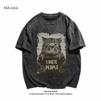 ราคา เสื้อยืดฟอก เสื้อยืดฟอกวินเทจผู้หญิงและผู้ชาย ผ้าคอตตอน 100 oversize เสื้อผ้าแฟชั่นสกรีนลายเท่ เสื้อโอเวอร์ไซส์ (54200637547)