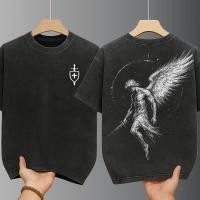 ราคา เสื้อยืดฟอก oversizeผู้ชาย สกรีนลายเท่ๆ เสื้อฟอกสตรีทแฟชั่น สไตล์ฮิปฮอปเมกา ผ้าฝ้าย100 คอกลม แขนสั้น เสื้อยืดคนอ้วน (50250843538)