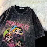 ราคา เสื้อยืดฟอก เกาหลี ดาว Oversize เสื้อยืดผ้าฟอก ผู้ชาย ผู้หญิง แฟชั่น วินเทจ ลายทาง ตัวอักษร การ์ตูน ลายสกรีน ฤดูร้อน (46400770397)